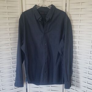 Everlane Uniform Gray Navy Blue Button-Up Shirt Size XXL